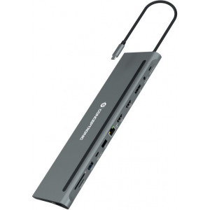 Conceptronic DONN17G base & duplicador de portas Com fios USB 3.2 Gen 1 (3.1 Gen 1) Type-C Cinzento