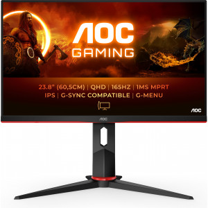 AOC G2 Q24G2A BK monitor de ecrã 60,5 cm (23.8") 2560 x 1440 pixels Preto, Vermelho