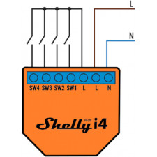 Shelly Plus i4 relé de energia Laranja