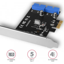 Axagon PCEU-034VL placa adaptador de interface Interno USB 3.2 Gen 1 (3.1 Gen 1)