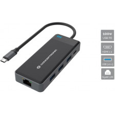 Conceptronic DONN14G base & duplicador de portas Com fios USB 3.2 Gen 1 (3.1 Gen 1) Type-C Cinzento