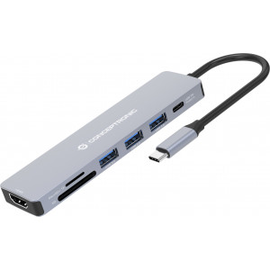 Conceptronic DONN19G base & duplicador de portas Com fios USB 3.2 Gen 1 (3.1 Gen 1) Type-C Cinzento