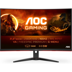 AOC G2 CQ32G2SE BK LED display 80 cm (31.5") 2560 x 1440 pixels 2K Ultra HD Preto, Vermelho