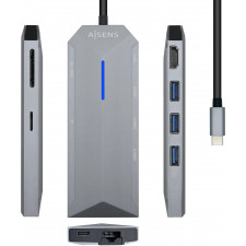 AISENS ASUC-8P004-GR base & duplicador de portas Com fios USB 3.2 Gen 1 (3.1 Gen 1) Type-C Cinzento