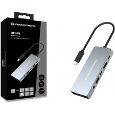 Conceptronic DONN22G base & duplicador de portas Com fios USB 3.2 Gen 2 (3.1 Gen 2) Type-C Cinzento