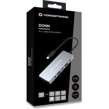 Conceptronic DONN22G base & duplicador de portas Com fios USB 3.2 Gen 2 (3.1 Gen 2) Type-C Cinzento