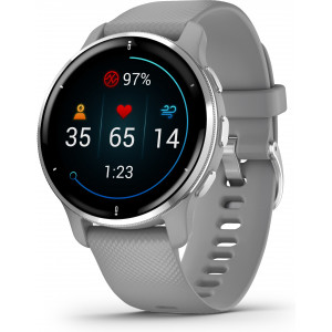 Garmin Venu 2 Plus GPS 3,3 cm (1.3") AMOLED 43 mm Digital 416 x 416 pixels Ecrã táctil Cinzento, Prateado Wi-Fi