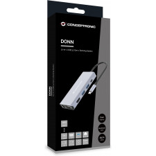 Conceptronic DONN20G base & duplicador de portas Com fios USB 3.2 Gen 1 (3.1 Gen 1) Type-C Cinzento