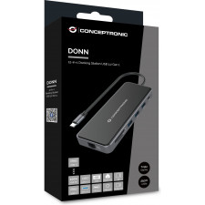 Conceptronic DONN15G base & duplicador de portas Com fios USB 3.2 Gen 1 (3.1 Gen 1) Type-C Cinzento