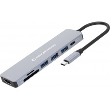 Conceptronic DONN19G base & duplicador de portas Com fios USB 3.2 Gen 1 (3.1 Gen 1) Type-C Cinzento