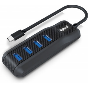 iggual IGG317914 hub de interface USB 3.2 Gen 1 (3.1 Gen 1) Type-C 5000 Mbit s Carbono, Cinzento