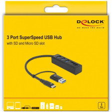 DeLOCK 63859 base & duplicador de portas USB 3.2 Gen 1 (3.1 Gen 1) Type-A + Type-C