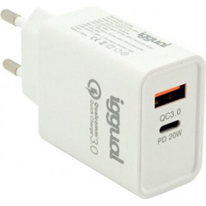 iggual IGG317419 carregador de dispositivos móveis Universal Branco USB Carregamento rápido Interior