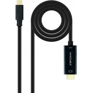 Nanocable 10.15.5133 adaptador de cabo de vídeo 3 m USB Type-C HDMI Type A (Standard) Preto