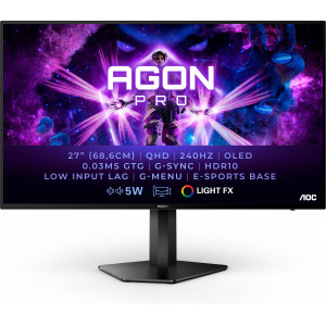 AOC AG276QZD monitor de ecrã 67,3 cm (26.5") 2560 x 1440 pixels Quad HD OLED Preto