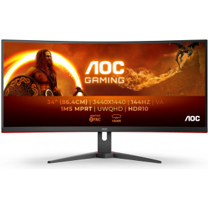 AOC G2 CU34G2XE BK monitor de ecrã 86,4 cm (34") 3440 x 1440 pixels Preto, Vermelho