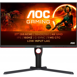 AOC G3 U27G3X BK monitor de ecrã 68,6 cm (27") 3840 x 2160 pixels 4K Ultra HD LED Preto, Vermelho