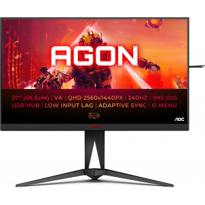 AOC AGON 5 AG275QZN EU monitor de ecrã 68,6 cm (27") 2560 x 1440 pixels Quad HD Preto, Vermelho