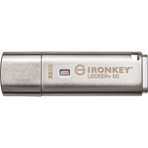 Kingston Technology IronKey Locker+ 50 unidade de memória USB 32 GB USB Type-A 3.2 Gen 1 (3.1 Gen 1) Prateado