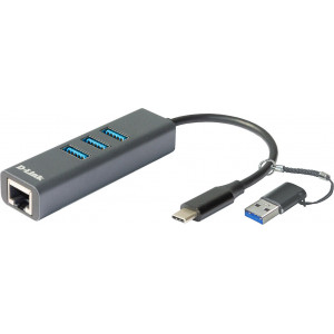 D-Link DUB-2332 base & duplicador de portas Com fios USB Type-C Cinzento