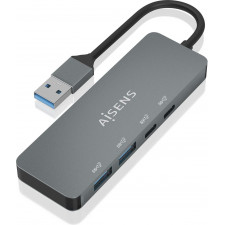 AISENS A106-0696 hub de interface USB 3.2 Gen 2 (3.1 Gen 2) Type-A 10000 Mbit s Cinzento