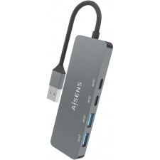 AISENS A106-0696 hub de interface USB 3.2 Gen 2 (3.1 Gen 2) Type-A 10000 Mbit s Cinzento