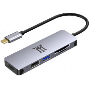Maillon Technologique Premium MTHUB5 base & duplicador de portas USB 3.2 Gen 2 (3.1 Gen 2) Type-C Alumínio, Cinzento