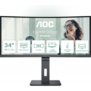 AOC CU34P3CV monitor de ecrã 86,4 cm (34") 3440 x 1440 pixels UltraWide Quad HD LED Preto
