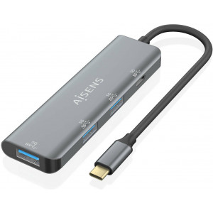 AISENS A109-0762 hub de interface USB 3.2 Gen 1 (3.1 Gen 1) Type-C 5000 Mbit s Cinzento