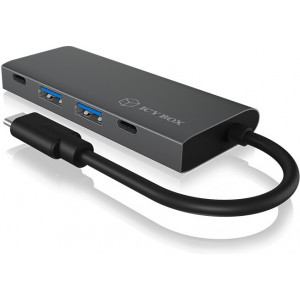 ICY BOX IB-HUB1428-C31 USB 3.2 Gen 2 (3.1 Gen 2) Type-C 10000 Mbit s Antracite, Preto