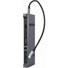 Gembird A-CM-COMBO9-02 base & duplicador de portas Com fios USB 3.2 Gen 1 (3.1 Gen 1) Type-C Cinzento