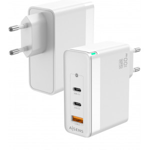AISENS ASCH-100W3P008-W carregador de dispositivos móveis Universal Branco AC Carregamento rápido Interior