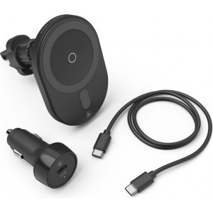 Hama MagCharge Car FC15 Telemóvel, Smartphone Preto Isqueiro de charuto Carregamento wireless Carregamento rápido Automático