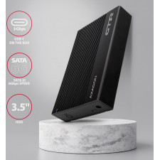 Axagon EE35-GTR USB-C 5Gbps - SATA 6G, 3.5 RIBBED box BLACK - USB Typ C Caixa de disco rígido Preto 3.5"