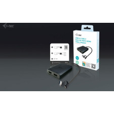 i-tec CADUAL4KHDMI adaptador de cabo de vídeo 0,27 m USB Type-A USB Type-C 2 x HDMI Preto