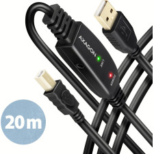 Axagon ADR-220B USB 2.0 A-M - B-M active connecting repeater cable 20m - Kabel - Digital Daten cabo USB USB A USB B Preto