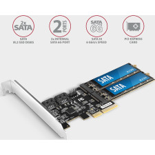 Axagon PCES-SA4M2 PCIe Controller 2x internal SATA 6G port+ M.2 B-key placa adaptador de interface Interno M.2, SATA