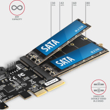 Axagon PCES-SA4M2 PCIe Controller 2x internal SATA 6G port+ M.2 B-key placa adaptador de interface Interno M.2, SATA