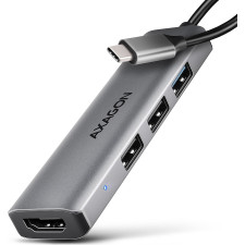 Axagon HMC-H3A base & duplicador de portas Com fios USB 3.2 Gen 1 (3.1 Gen 1) Type-C Prateado