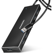 Axagon HUE-F7A 7x USB 3.2 Gen 1 ALU FLAT hub micro power IN 1m USB-A USB 3.2 Gen 1 (3.1 Gen 1) Type-A 5000 Mbit s Preto