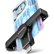 Axagon CRE-SMPC USB-C Smart card ID card PocketReader leitor de smart card Interior USB Type-C Preto