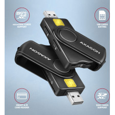 Axagon CRE-SMP2A USB Smart card & SD microSD SIM PocketReader leitor de smart card Interior USB 2.0 Preto