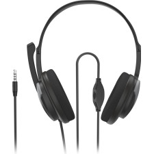 Hama HS-P100 V2 Auscultadores Com fios Fita de cabeça Escritório Call center Preto, Prateado