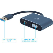 Gembird A-USB3-HDMIVGA-01 adaptador gráfico USB 3840 x 2160 pixels Cinzento