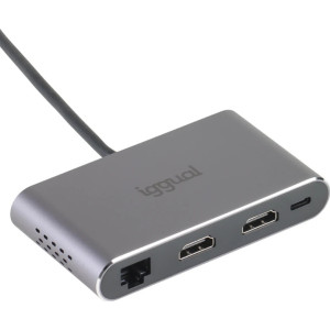 iggual IGG319222 base & duplicador de portas Com fios USB 3.2 Gen 1 (3.1 Gen 1) Type-C Cinzento