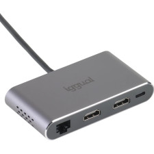 iggual IGG319222 base & duplicador de portas Com fios USB 3.2 Gen 1 (3.1 Gen 1) Type-C Cinzento