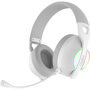CoolBox WB01 RGB Auscultadores Com fios e sem fios Fita de cabeça Jogos USB Type-C Bluetooth Branco