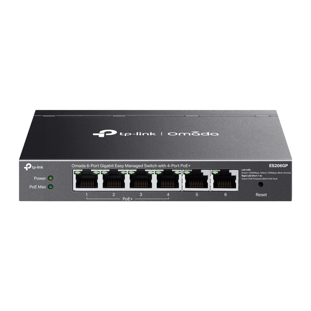 TP-Link Omada ES206GP switch de rede Gerido Gigabit Ethernet (10 100 1000) Power over Ethernet (PoE) Preto TP-Link Omada ES206GP switch de rede Gerido Gigabit Ethernet (10 100 1000) Power over Ethernet (PoE) Preto