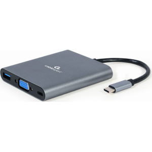 Gembird A-CM-COMBO6-01 base & duplicador de portas USB 3.2 Gen 1 (3.1 Gen 1) Type-C Cinzento
