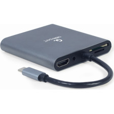 Gembird A-CM-COMBO6-01 base & duplicador de portas USB 3.2 Gen 1 (3.1 Gen 1) Type-C Cinzento